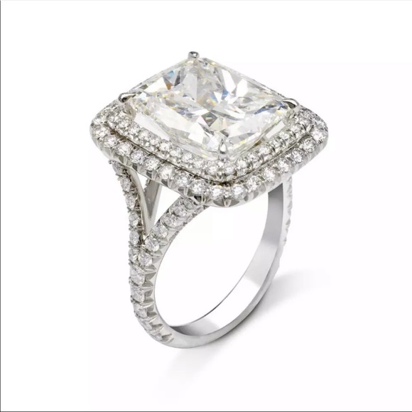 New Luxury Princess 925 Silver Engagement Diamond Ring For Women Lady - Picture 6 of 6